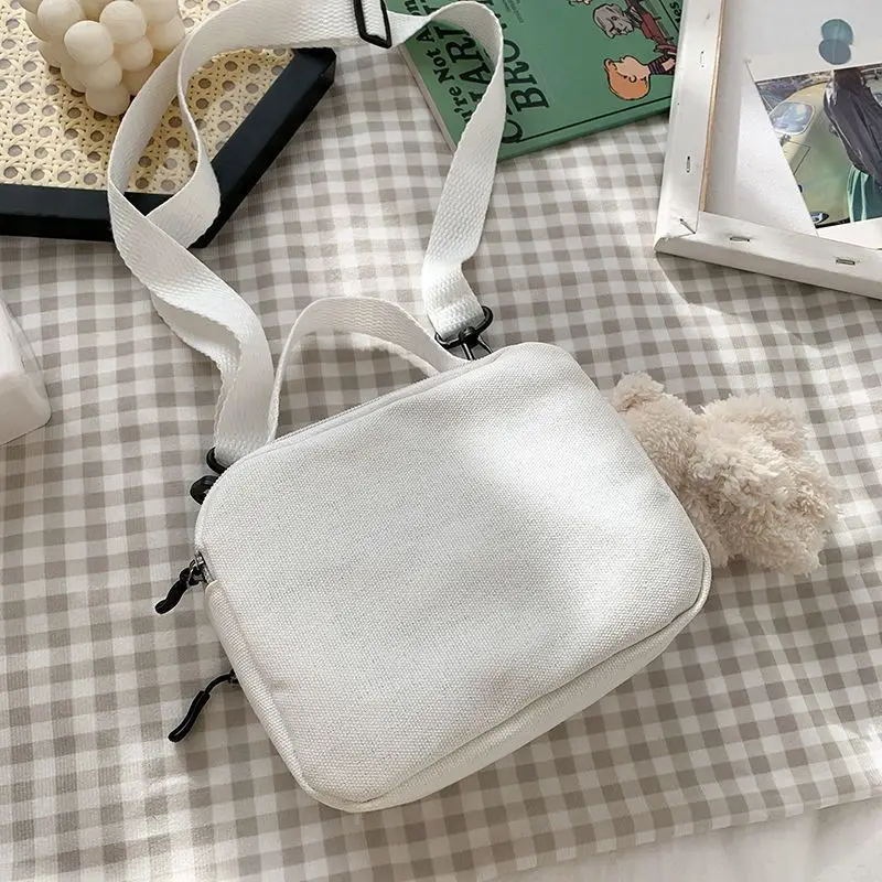 Teenager Frauen Messenger Bags Damen Canvas bedruckt süße kleine quadratische Tasche, Student Mädchen Cartoon Umhängetasche, Handy, Geldbörse – Detail 3