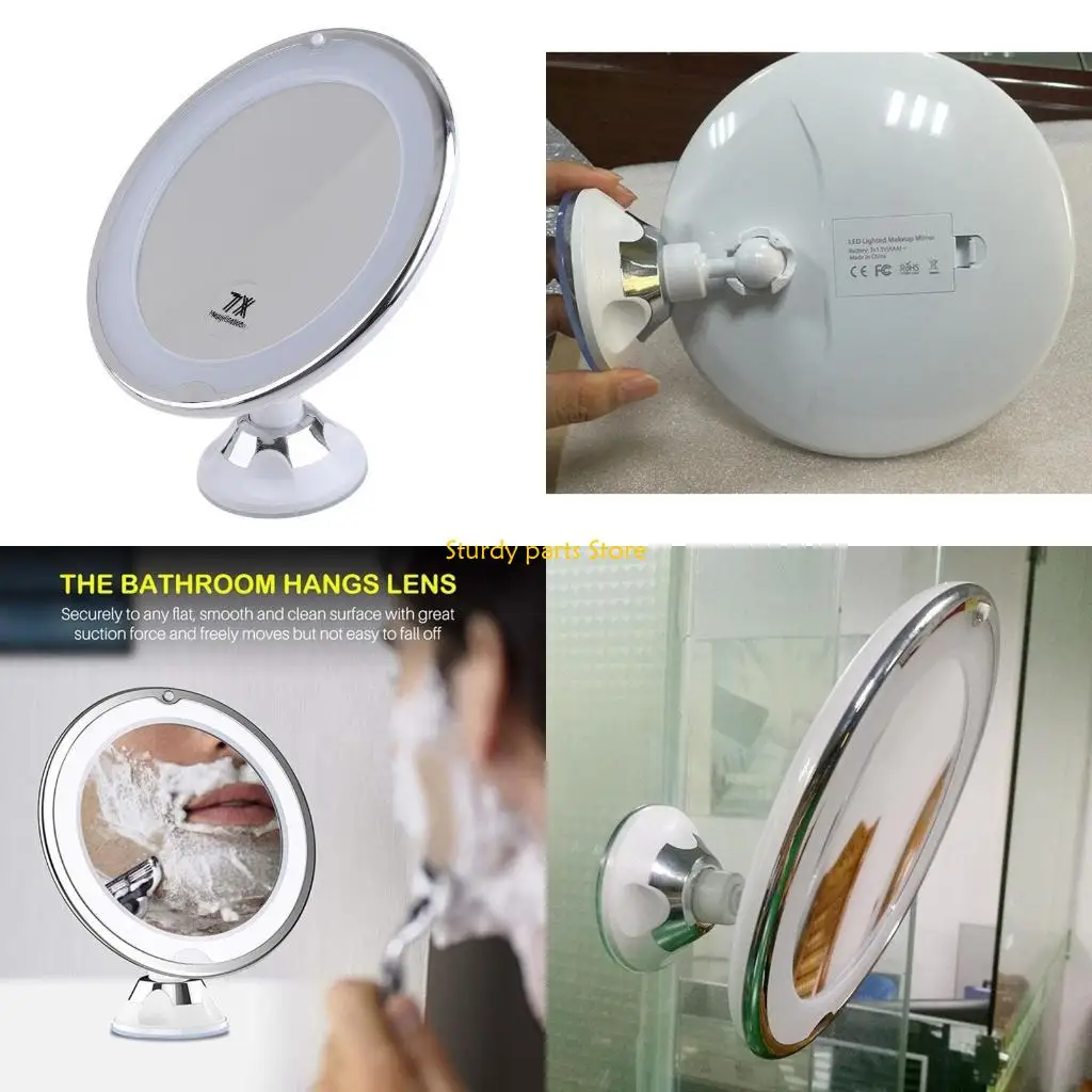 

Зеркало для макияжа 97QC, 7-кратное увеличительное стекло со светодиодной подсветкой, сенсорный экран, гибкий портативный