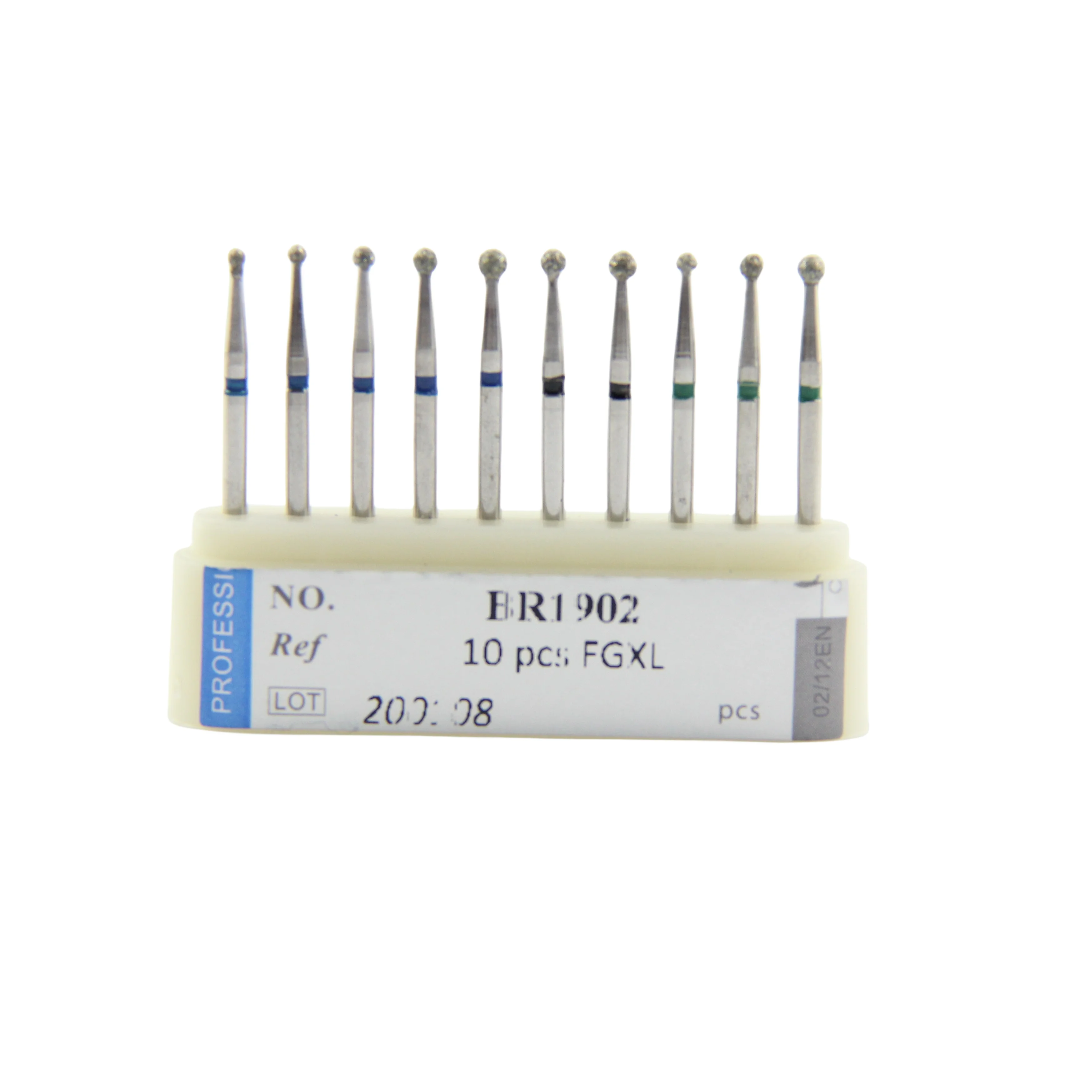 Diamond burs 10 pieces/set BR1902 Dental Diamond burs of Ball shape Assorted in FG LONG shank Dental Clinic Kit