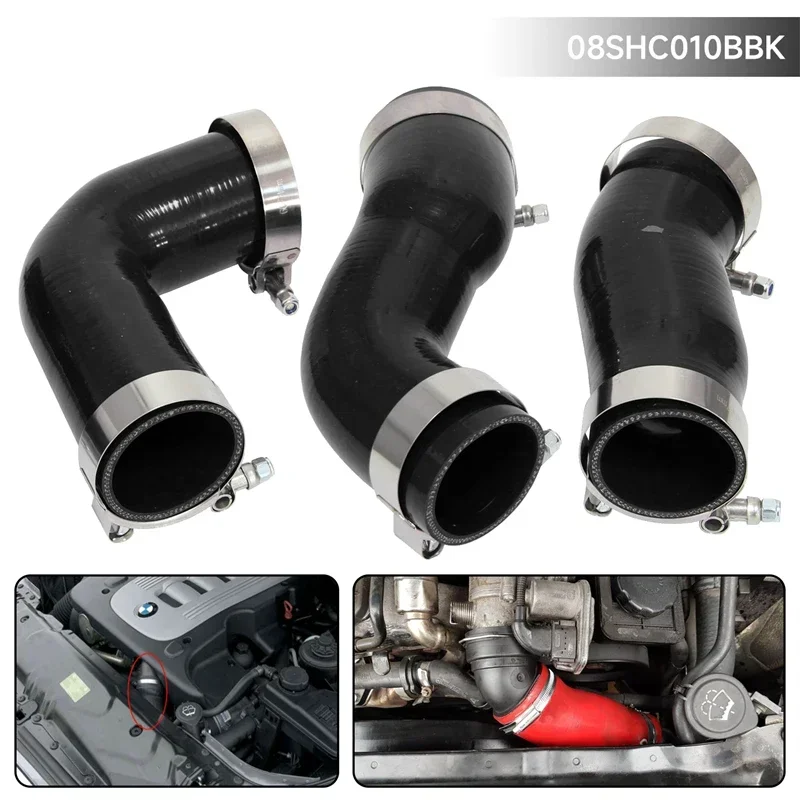 Silicone Intercooler Turbo Pipe Hose W/ T-Clamps Kit Fits For BMW E60 E61 530d 525d