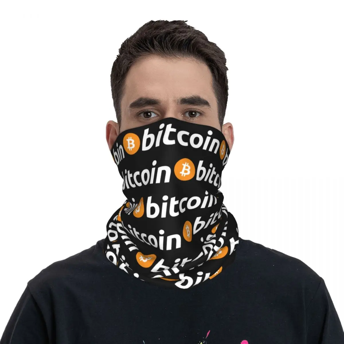 Het Bitcoin-Logo Nek Gaiter Bedrukt Unisex Gezichtsmasker Sjaal Warme Hoofdband Wandelen Winddicht