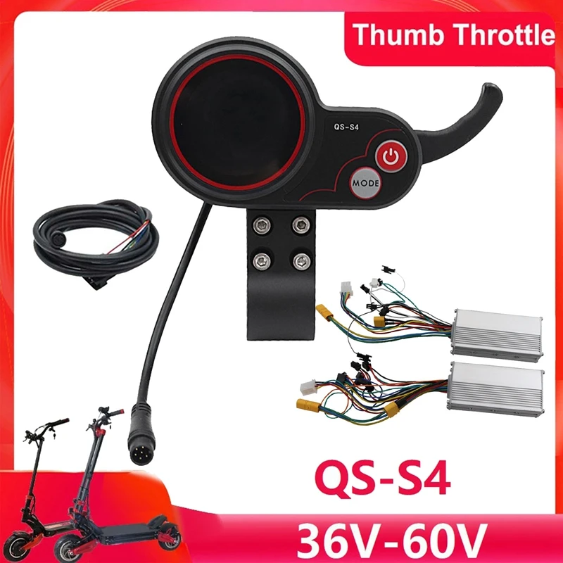 

QS-S4 Thumb Throttle LCD Display 36V-60V 6PIN+48V 800W Dual Drive Controller For Zero 8 9 10 8X 10X Electric Scooter Accessories