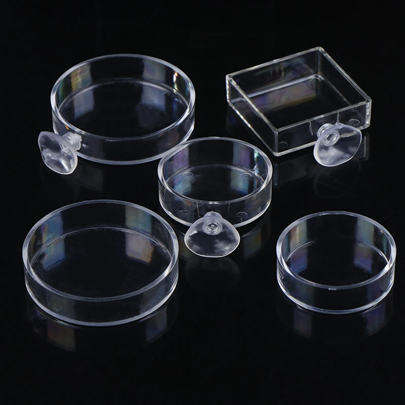 Aquarium Feeder Acrylic Transparent Aquarium Glass Fish Tank Feeding Tray Round Square Fish Shrimp Feeding Accessories