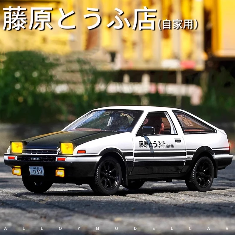 

1/32 INITIAL D Toyo AE86 Movie retro style Diecast Metal Model cars Sports Car Simulation Sound Light Gift box Children Toy