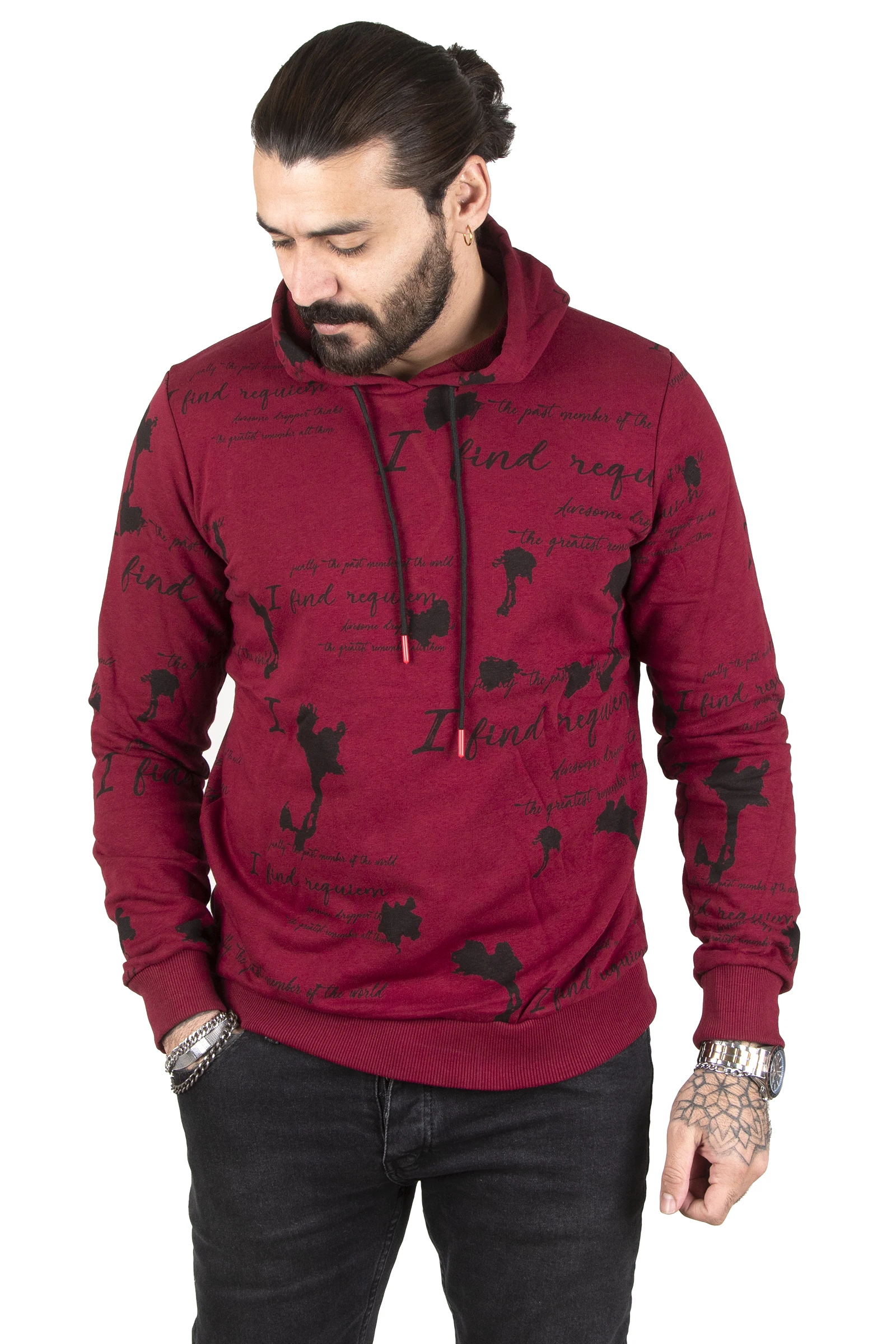 DeepSEA Front and Back Printed Hooded Two-Thread Male Sweat 2301110