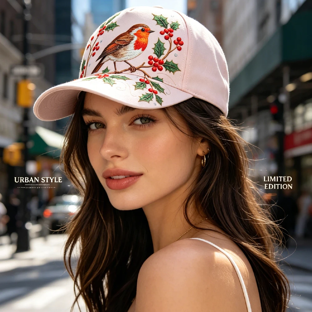 Women Embroidery Butterfly Baseball Cap Flower Print Bling Cap Sun Hat Adjustable