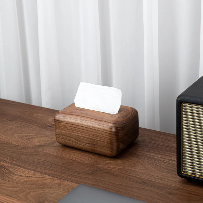 Black walnut tissue box, solid wood whole wood pumping carton