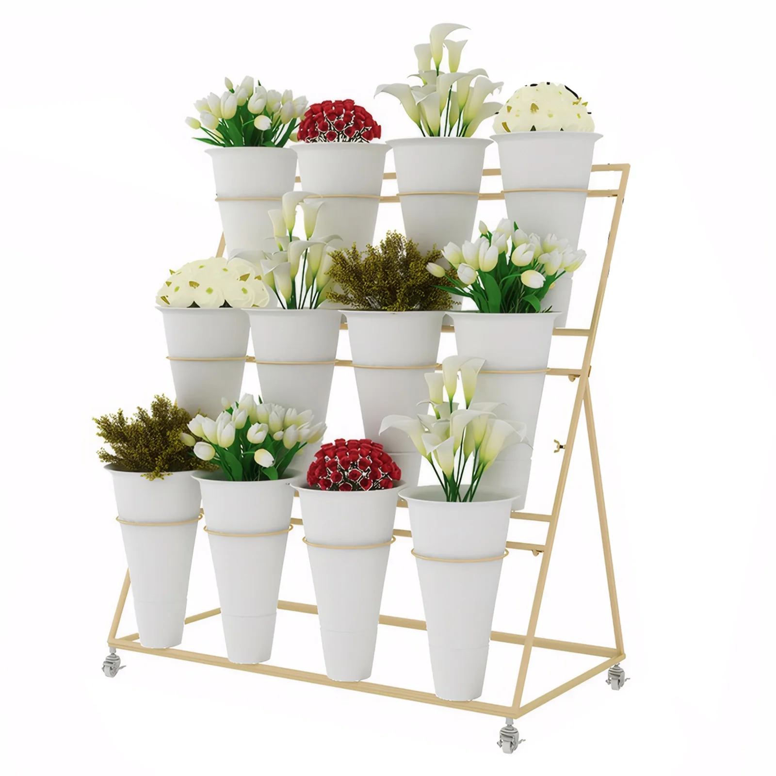 

12 PCS Flower Display Stand Buckets White Plastic Plant Stand Tapered Buckets Large Capacity Buckets for Balcony Garden