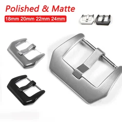 Watch Band Buckle Polished Matte Clasp 18mm 20mm 22mm 24mm Stainless Steel Button Silver Black Needle Buckles Strap Accessories