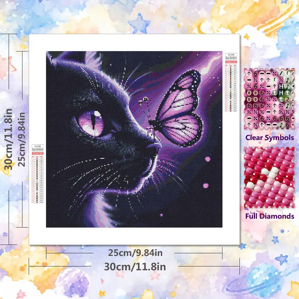 Huacan 5D الماس اللوحة القط فراشة الحفر الكامل فسيفساء هريرة DIY هواية الماس الاصطناعي التطريز الحيوان اليدوية هدية
