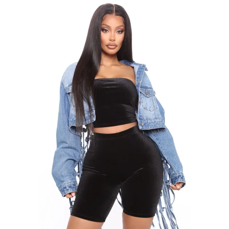 Y2k Women Independent New Back Mesh Jacket Denim Jacket Streetwear Single-breasted Short Tassel  Fashion Jacket Coat Lady Tops