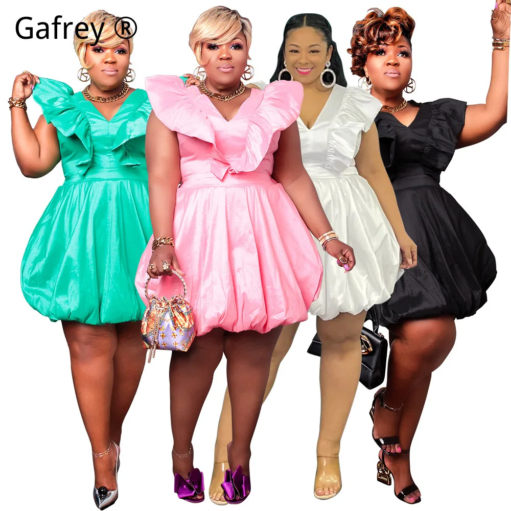 

Летнее платье больших размеров 4XL 3XL 2XL для женщин: французский винтажный стиль, V-образный вырез, приталенный силуэт, без рукавов, миди, стройнящее, элегантное, ретро-дизайн