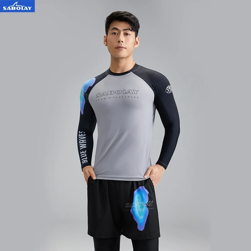 Lycra Quick Dry Swimwear Men,Super Elastic, Long Sleeve,Surfing Diving, Sunscreen T-shirt,UV,Swim Shirt,Protect T-Shirt