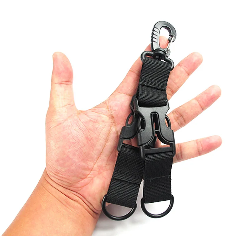 

Tactical Nylon Webbing Backpack Hook Multifunctional Carabiner D-Shaped Keychain Double-split quick release hanging Buckle