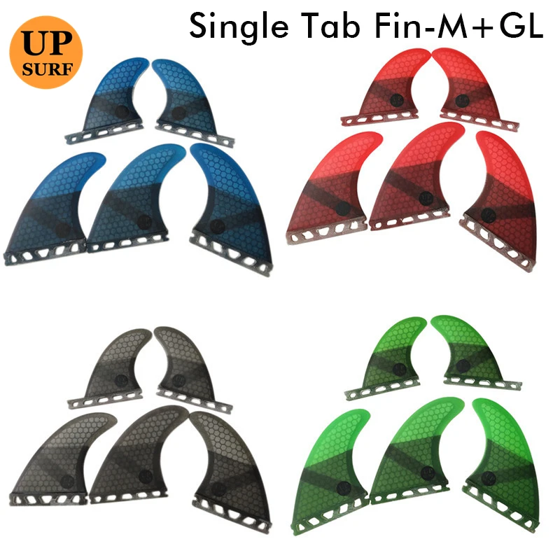 

UPSURF Single Tabs G5+GL Honeycomb Surfboard Single Tabs Fins Green/Blue/Grey/Red Color Tri-quad fin set for Surfing