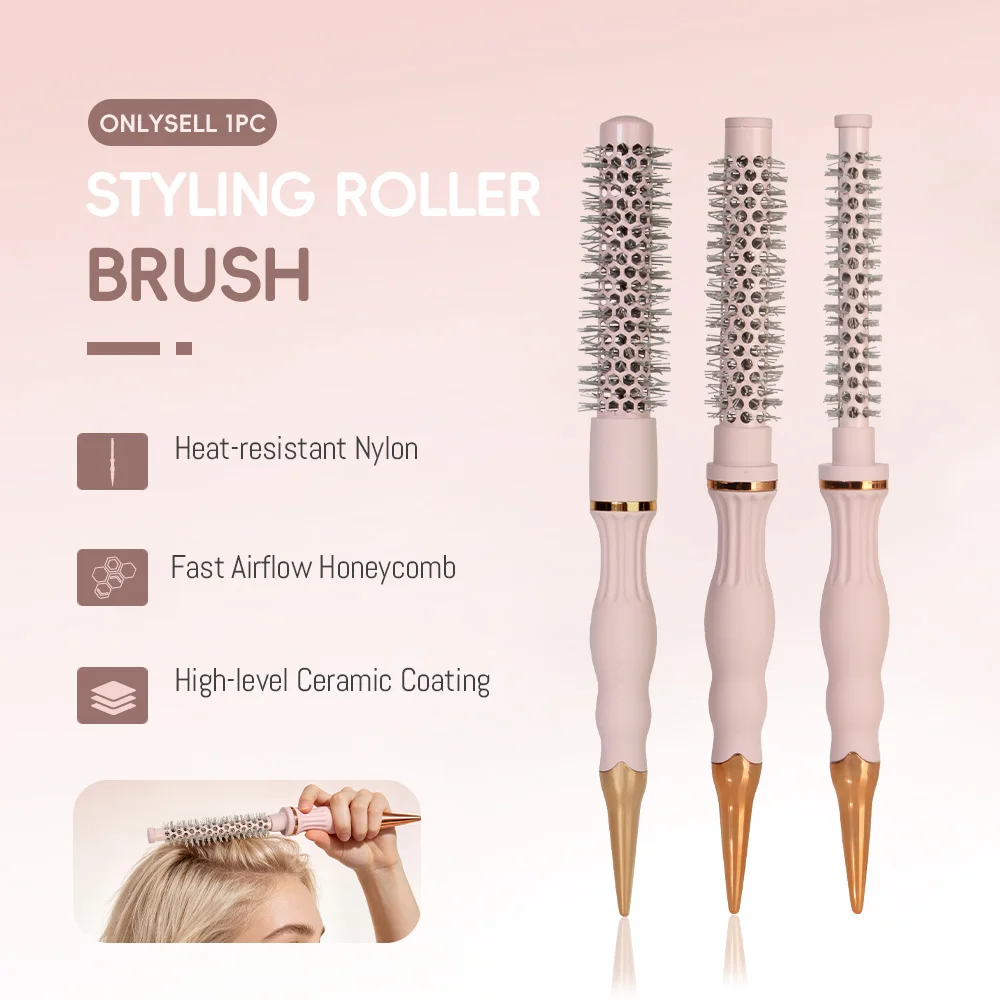 2-Piece Hair Styling Comb Set: Hollow Heat-Conducting Ceramic Roller Comb + Cherry Bristle Smoothing Comb for High-Volume Hair, Smoothing Frizz, Home Salon Hair Styling Tools - view 5