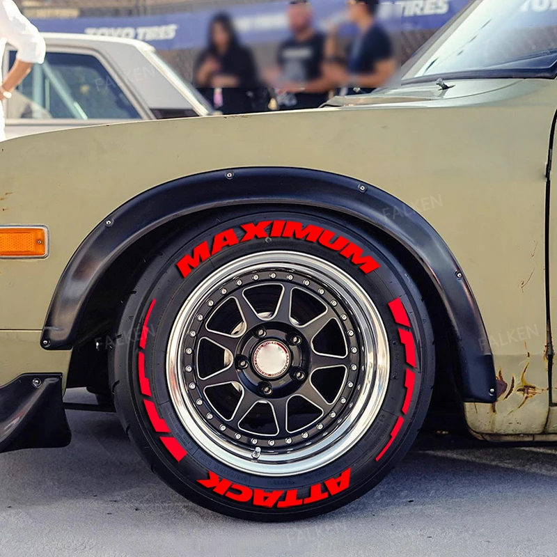 4 Sets For 4 Wheels Letters Tire Car Stickers Waterproof Universal 3D Auto Motorcycle Styling Decor In-One-Piece Sticker No Glue