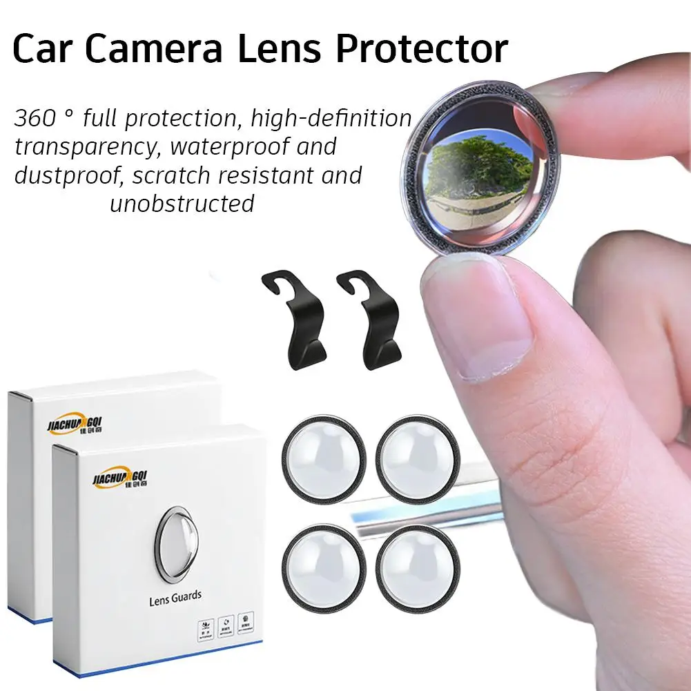 4pcs Car Camera Lens Guards With 2pcs Hooks 360 Panoramic Camera Dust Cover  Anti-Scratch Shield Car Camera Protective Cover