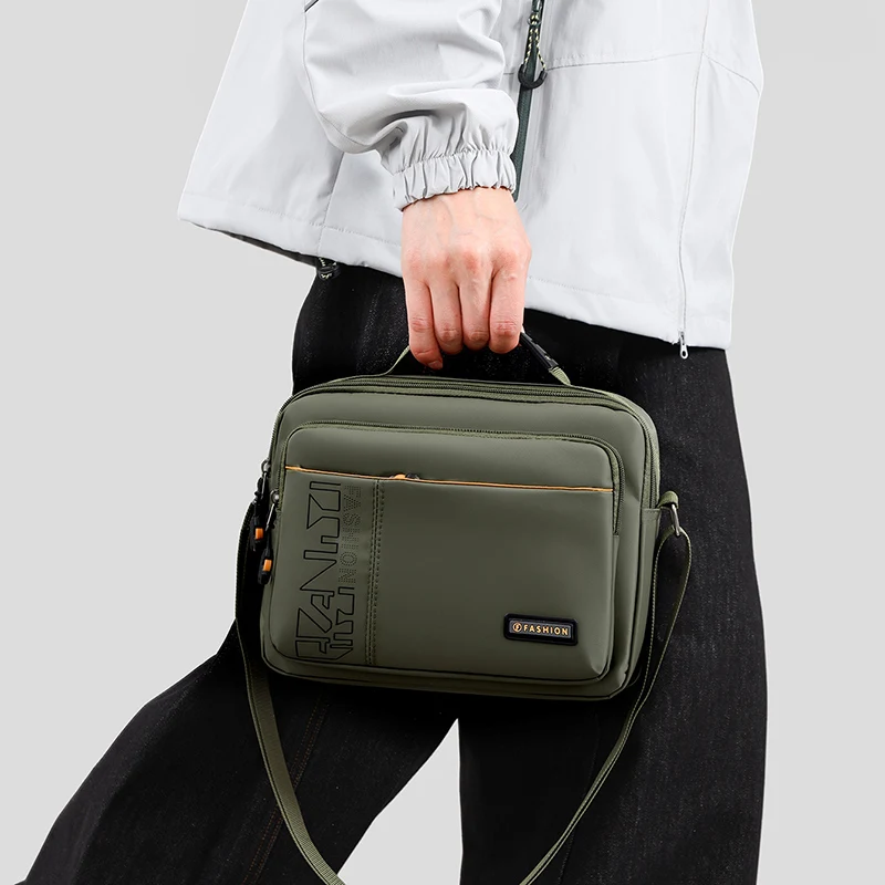 Wasserdichte Herren-Umhängetasche mit großem Fassungsvermögen – Robuste Nylon-Umhängetasche mit mehreren Taschen für Reisen und Arbeit – Detail 8