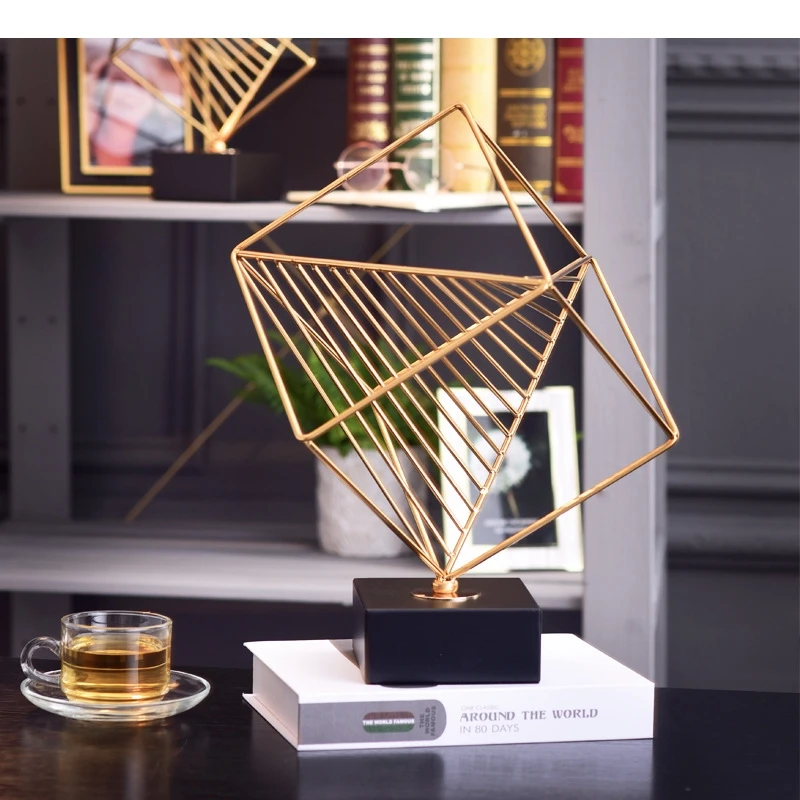 Metal Handicrafts Geometric Square Rubik's Cube Metal Gold Ornaments Hollow Square Metal Figurine Home Decoration Accessories
