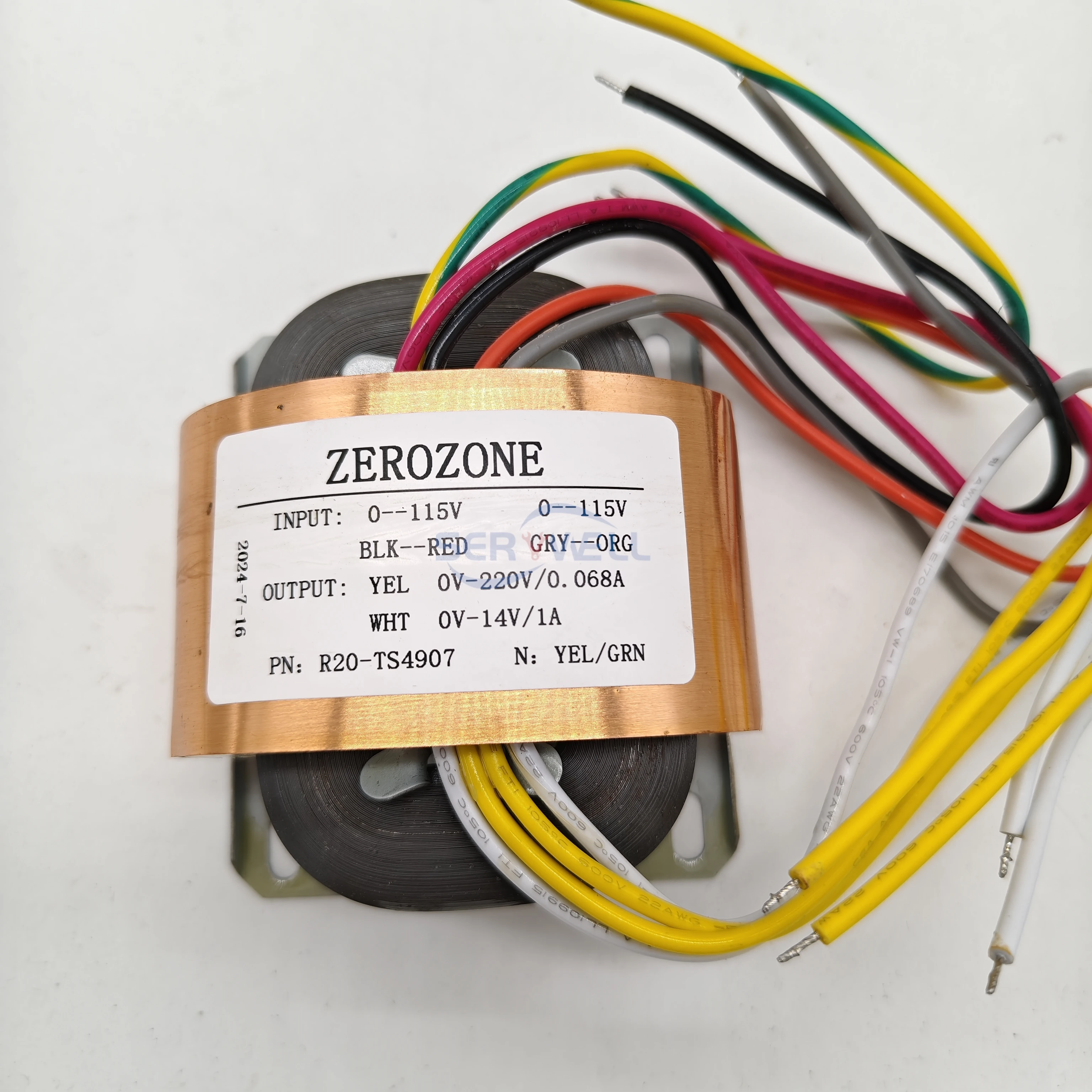 ZERO-ZONE 30VA 30W R-core to PRT Transformer Input 0-115Vx2 or 230V Output 220V 0.068A 14V 1A