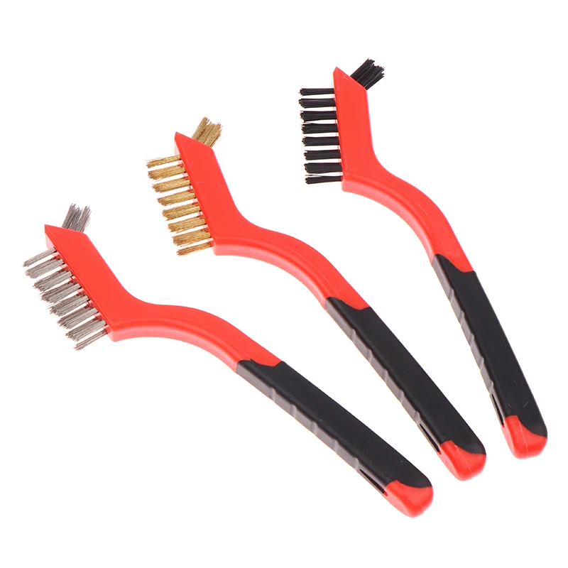 Mini Brush Set Of Three Kitchen Brushes For Gas Hoods Grease And Stain Removal Cooktop Cleaning Tools Steel Wire Small