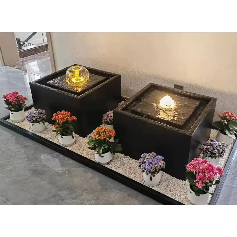 Custom Indoor Stainless Steel Water Fountain for Hotel Shopping Mall Company Decorative Flowing Water Feature