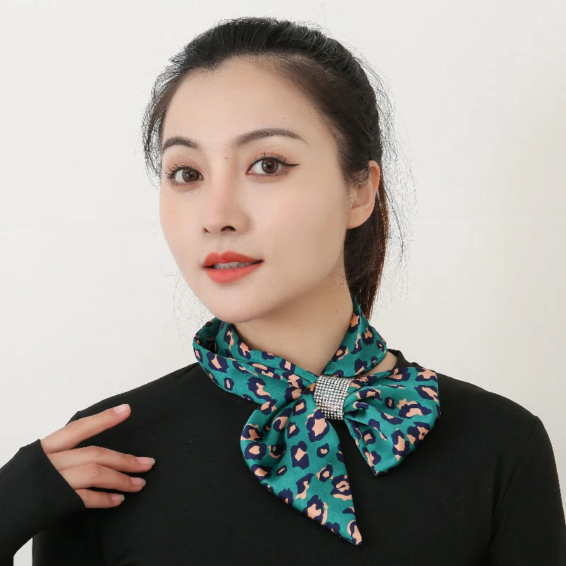 Summer Thin Long Satin Sunscreen Neck Guard Diamond Silk Scarf Women Rhinestone Sharp Corne Cross False Collar Bib Shawl Q21