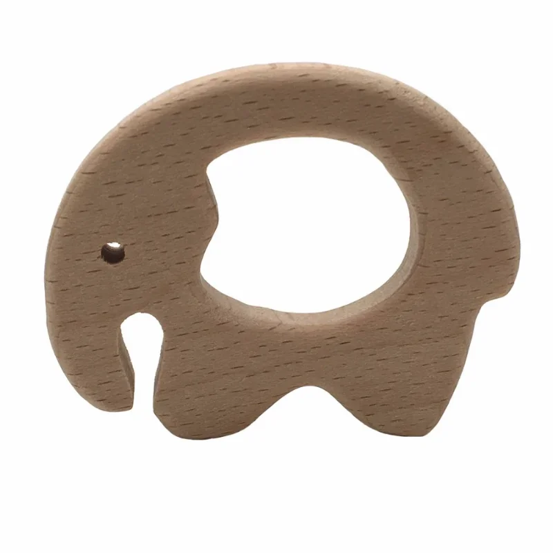 Cartoon Animal Wooden Teethers for Baby Infant Natural Wood Pendant Teething Beads Toddler Toys Accessories Safety Shape