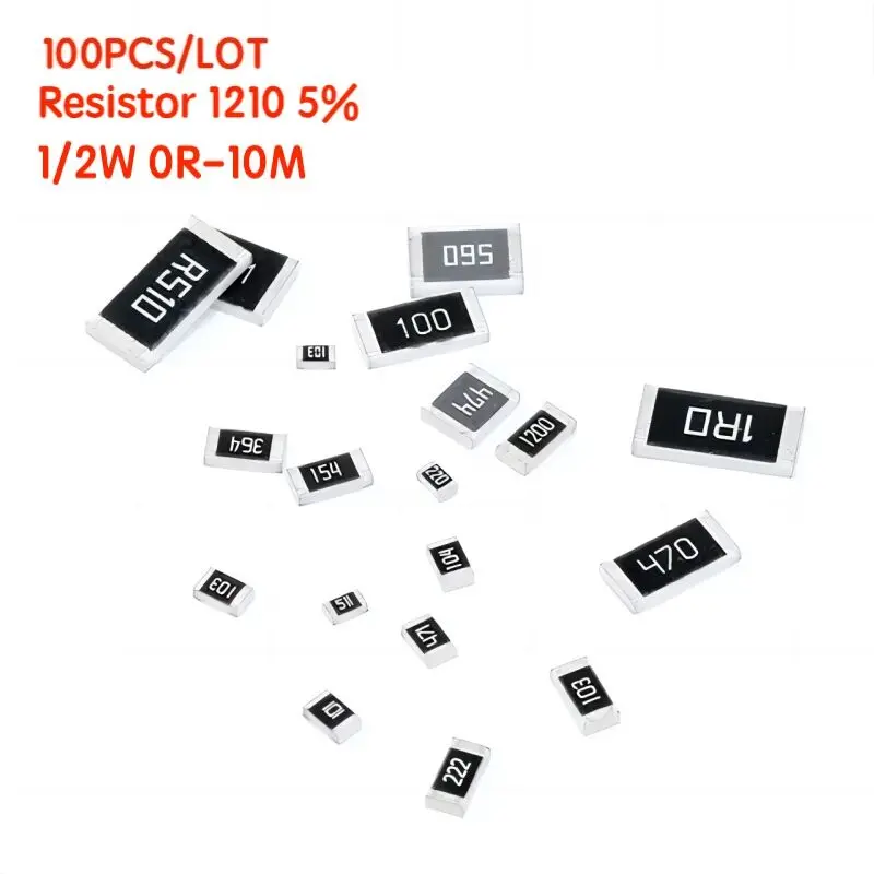 Résistance SMD 100 1210 1/2W 0R-10M 0R ohm ~ 10M ohm, Kit d'échantillon assorti 0R 10R 100R 1K 5% K 2.2K 1M 10M 4.7 pièces