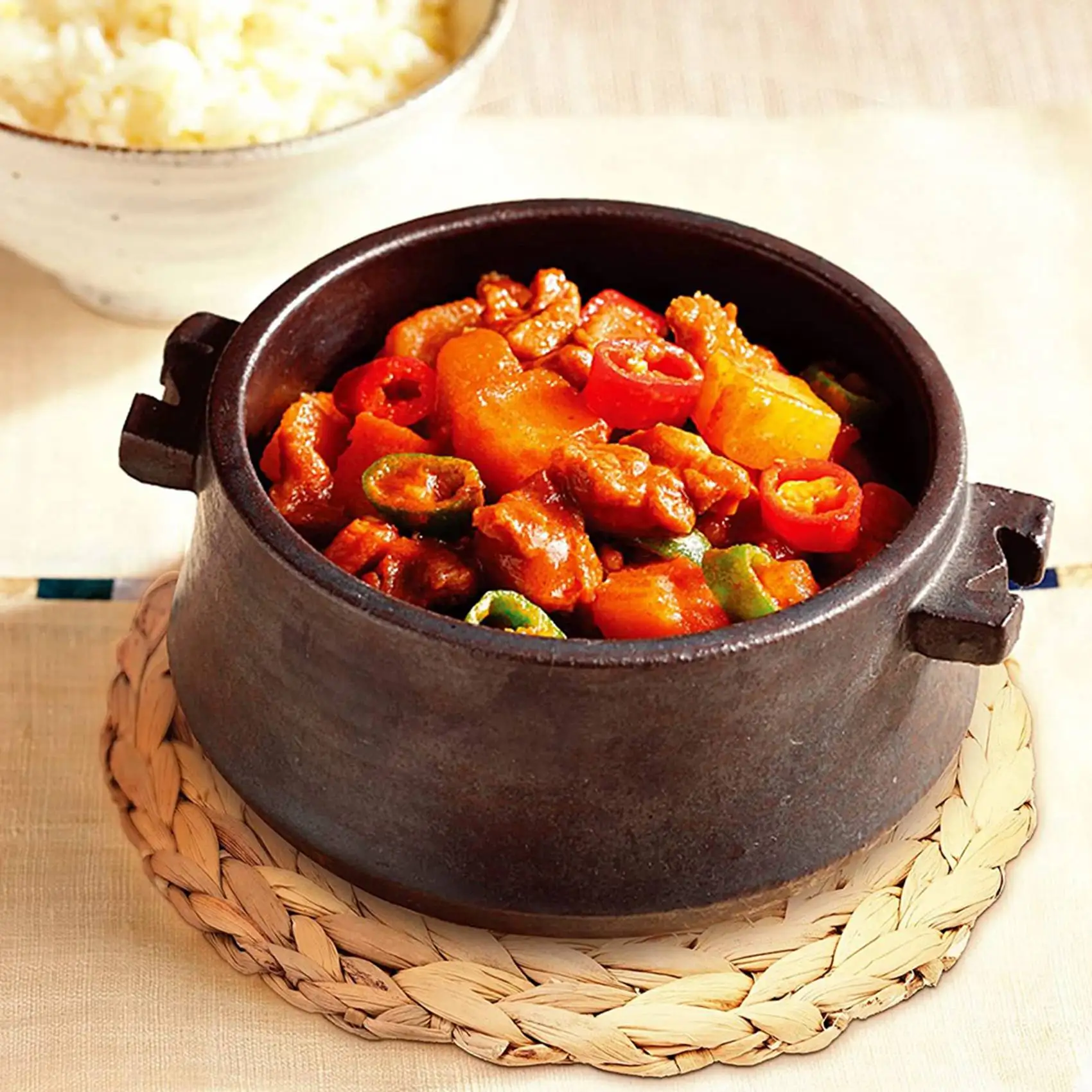 

75STO-2X Round Woven Placemats, Water Hyacinth Woven Rattan Placemats Round Braided Rattan Tablemats Non-Slip Insulation Pads