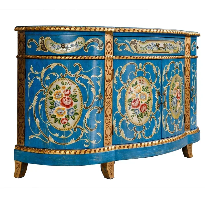 end luxury noble furniture with unique design serving hotel sideboard for living room antique painted home cabinet