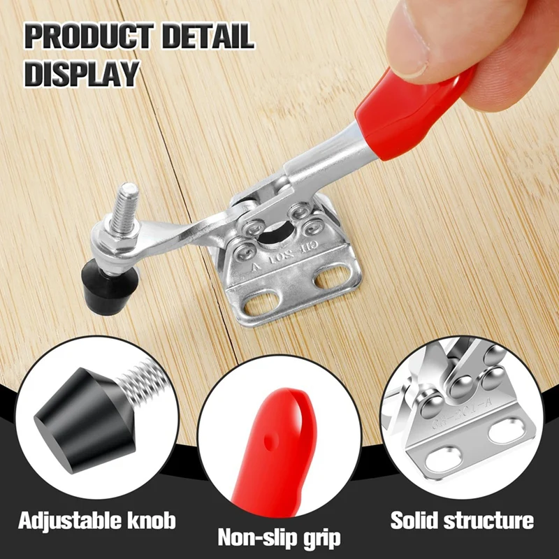 8 ชิ้น Toggle Clamp ปรับ Quick Release Toggle Latch กด Clamp, 60 ปอนด์สแตนเลสสตีลแนวนอน Clamps