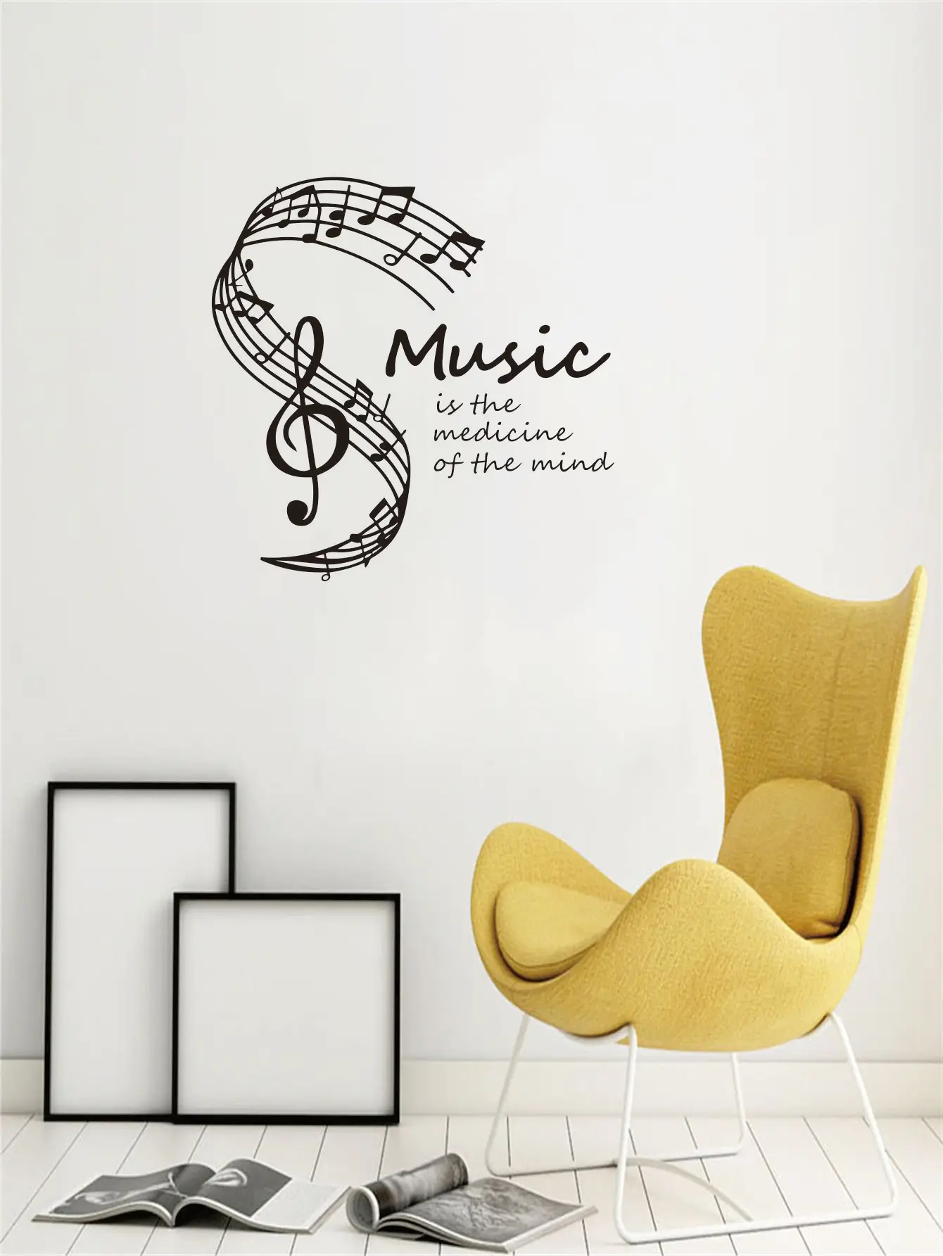 Vinyl Removable Sticker for Home Decor “ Music is The Medicine Of The Mind ” Musical Perfect for Livingroom Wall decals JZY163