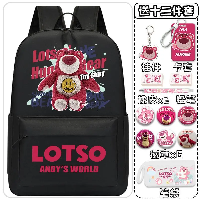 Sanrio Strawberry Bear Cartoon Student Schoolbag Lekki, dekompresyjny plecak męski i damski o dużej pojemności Trwały