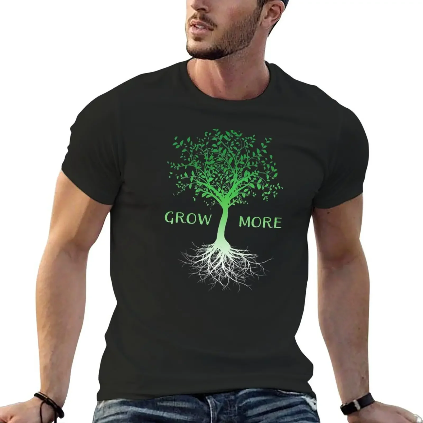 Grow More Gardening Garden Gardener Tree Roots Hobbyist T-Shirt Short sleeve tee summer tops mens shirts graphic tee