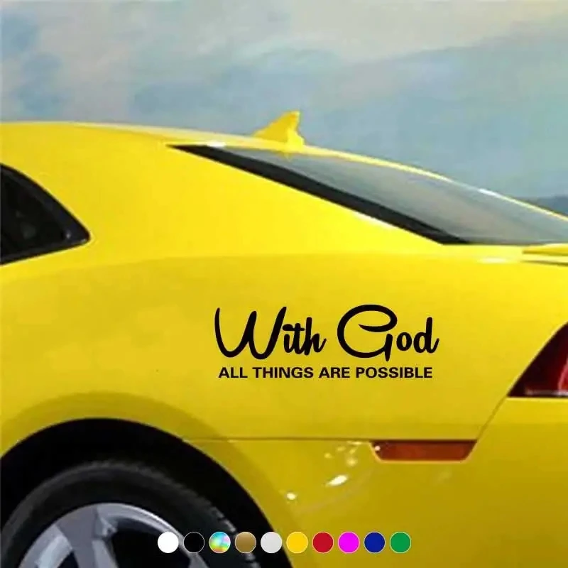 With God All Things Are Possible Car sticker, Car Styling Decal Classic Christian Automotive Racing Trucks Laptop Decoration