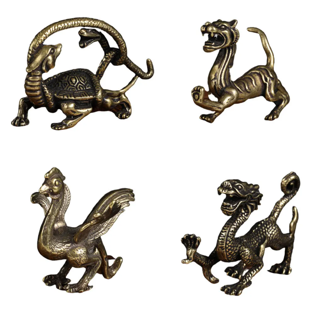 

4 pcs Solid Copper Fengshui Ornament Set For Home Office Decor