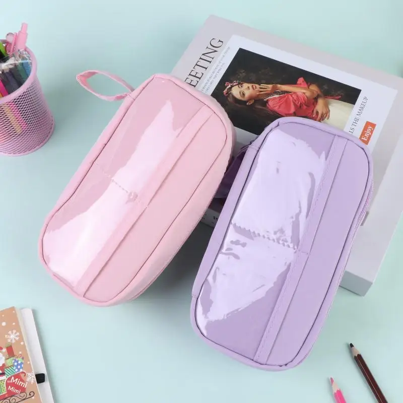 Large Capacity Pencil Case Multi Layer Pencil Bag Transparent Pocket Stationery Storage Pouch Makeup Organizer For Students Gif