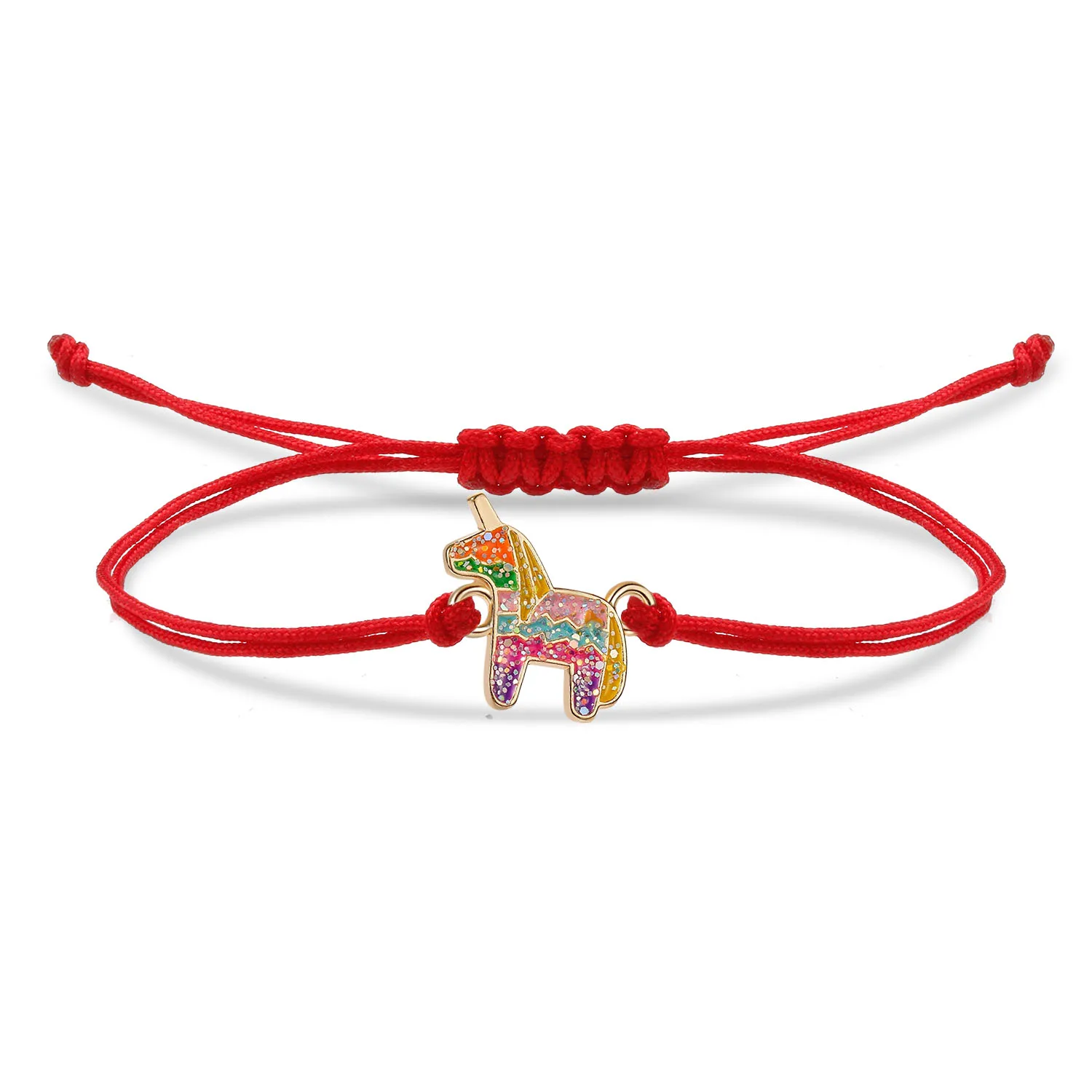 Zinc Alloy Enamel Pretty Nice Unicorn Charm Bracelet Women Red String Cute Animal Pegasus Flying Horse Handmade Jewelry Present