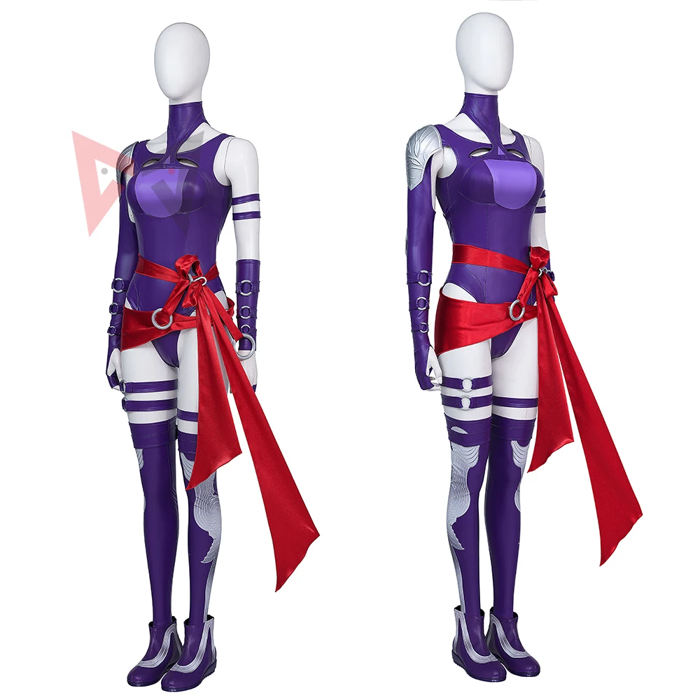 New Psylocke Cosplay Costume Jumpsuit One Piece Stockings Shoes To Choose For Game Party Custom Made - Image 2