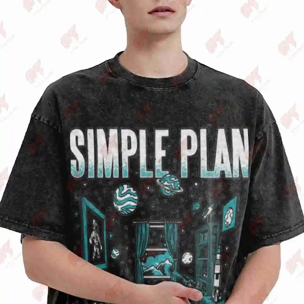 Simple Plan Vintage Washed Tee Pure Cotton T-Shirt