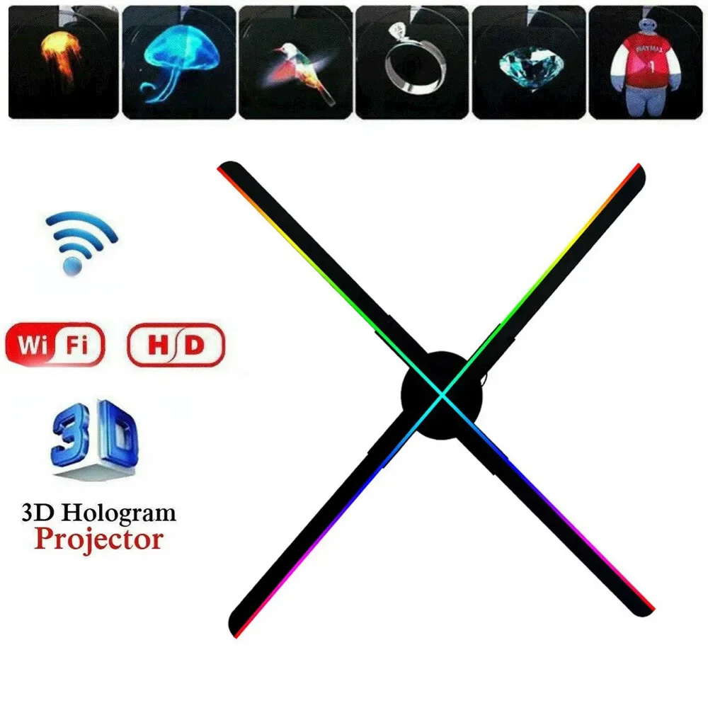 52cm 3D Hologram Projector Fan Remote Wifi APP Control Commercial AD Display Hologram Projector Transmit Picture Video Machine