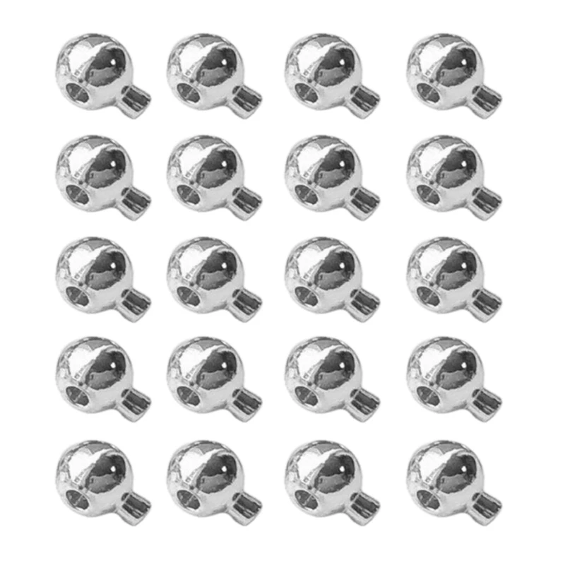 20 PCS Fade Resistant Clasps Stainless Steel Stopper Spacer Beads Crimp End Bead