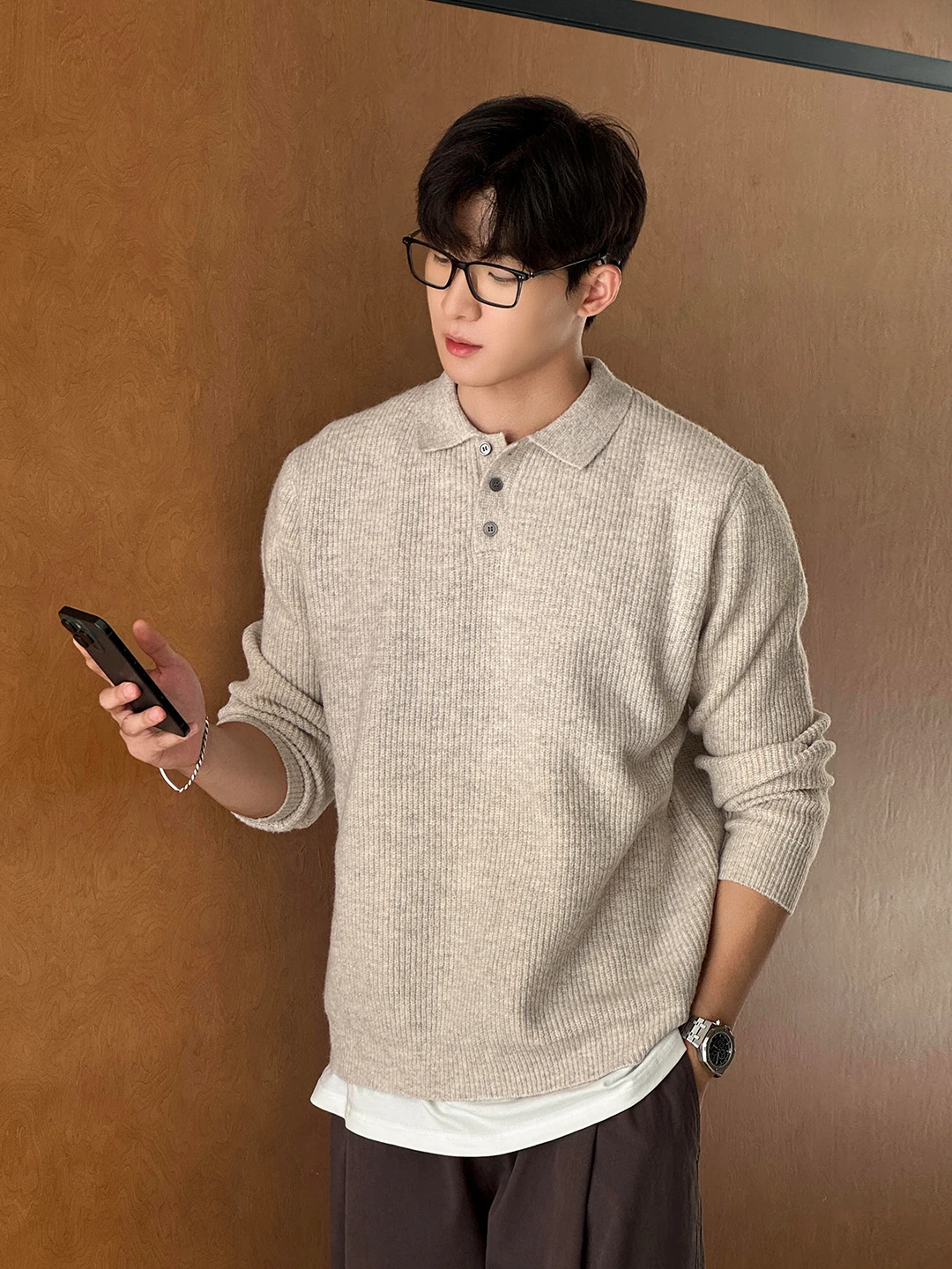 

Men's Ne Knitwear Base Layer irt CleanFit Sle Loose Fit Long Sve Winter Faion CiWalk Beach Home Date Outdoor