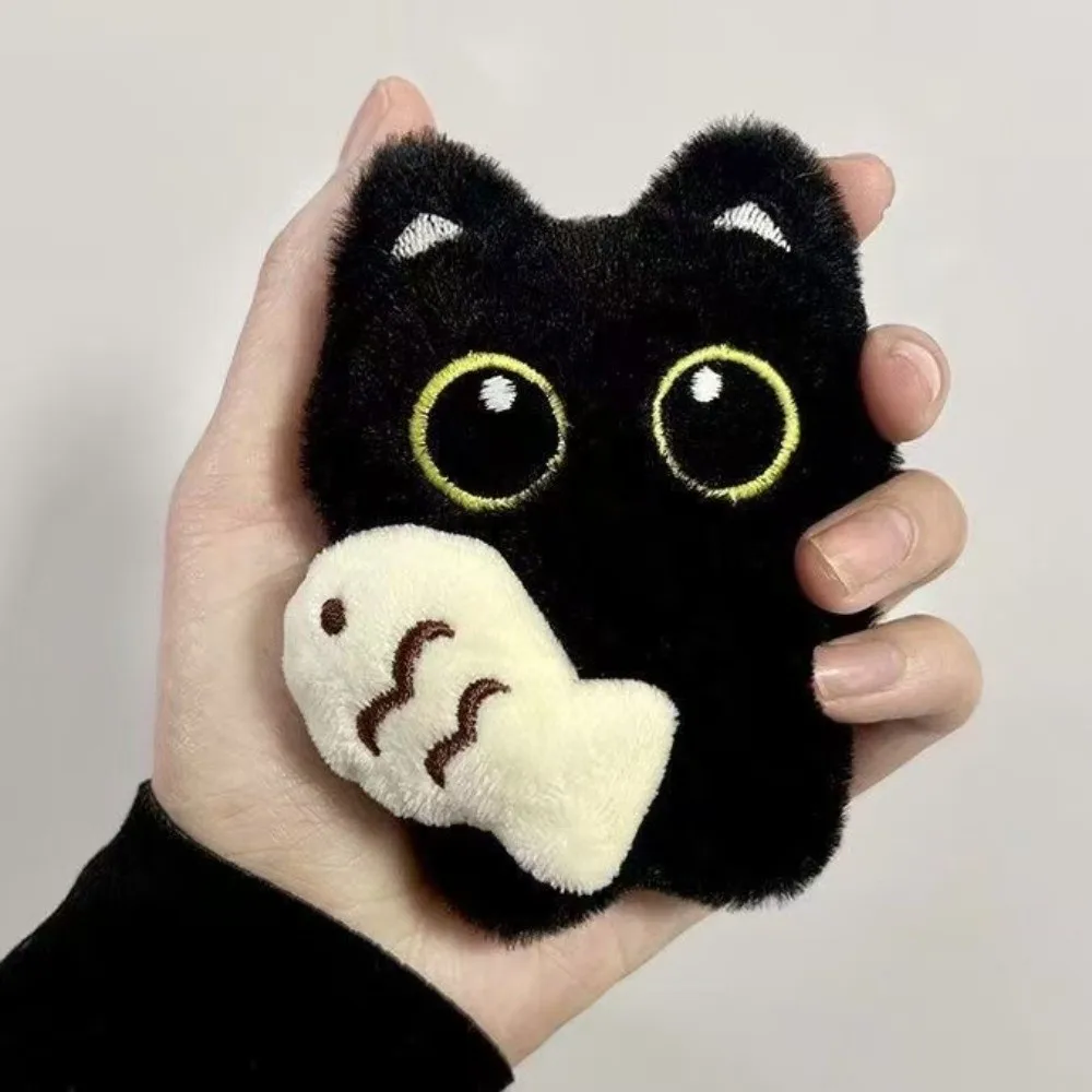 New Cute Scarf Black Cat Plush Doll Keychain Camera Shoulder Bag Doll Bag Pendant Simple Car Key Ring School Bag Decoration