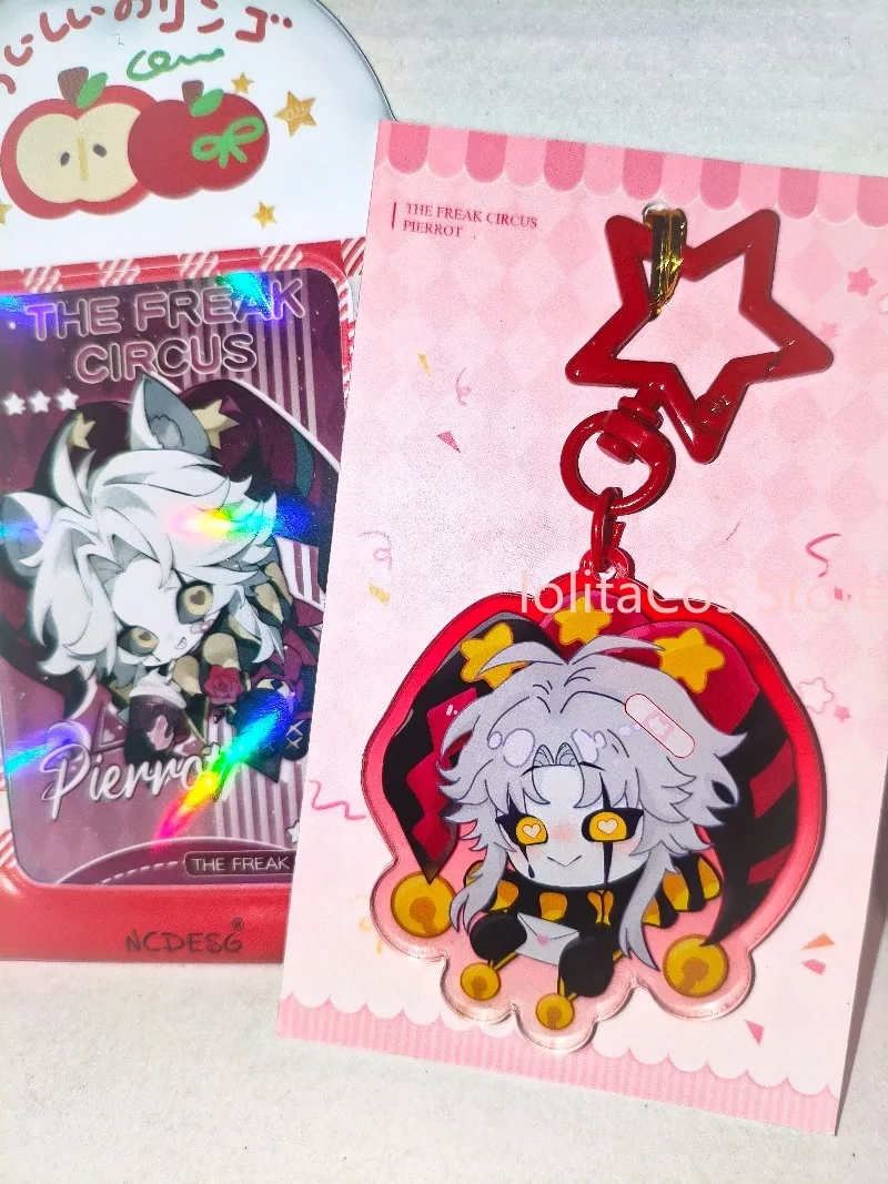 

The Freak Circus Pierrot Q-version 58mm Double Flash Badge Cute Keychain Cartoon Bag Decor Acrylic Pendant Girl Birthday Gift