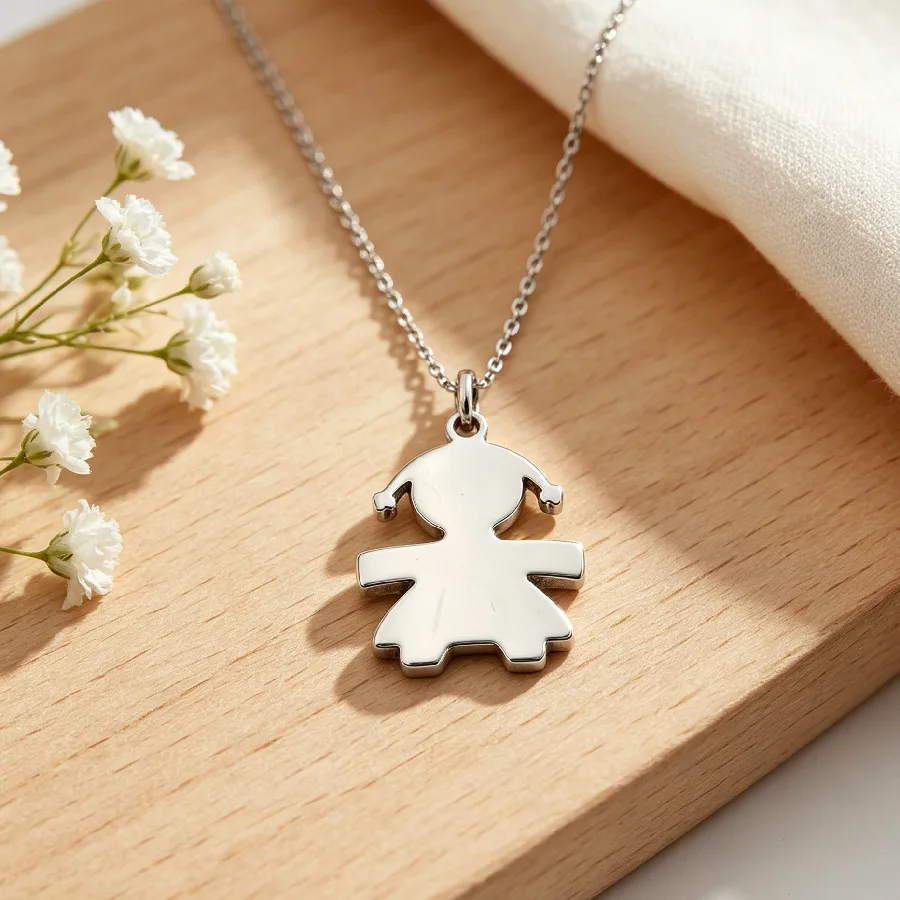 Fnixtar 10pcs Stainless Steel Boy Girl Necklace Jewelry Lover Family Member Pendant DIY Neck Gift Wholesale