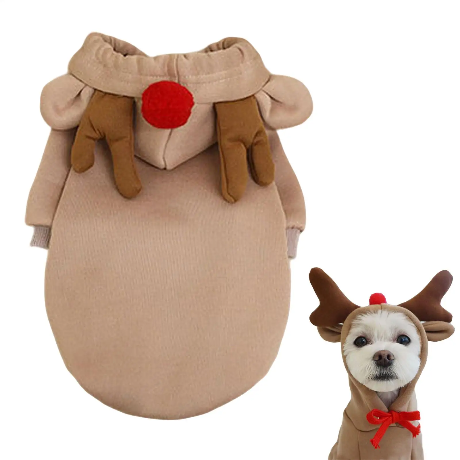 

Reindeer Dog Costume 3D Reindeer Ears Clothes Moose Coat Winter Pet Hoodies For Celebration Holiday Winter Dog Cat