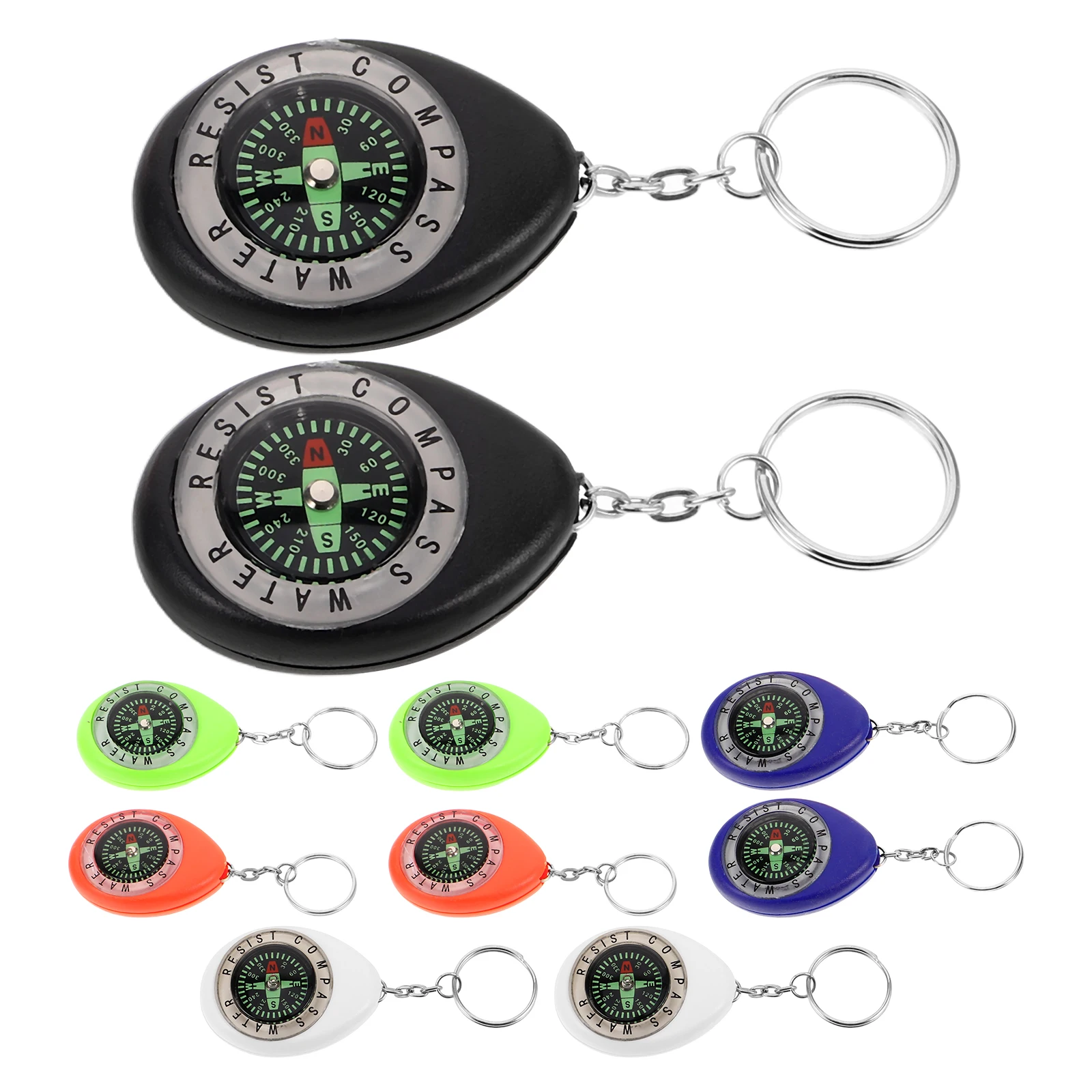 

10pcs Mini Compass Keychain Portable Outdoor Survival Gear Kids Hiking Camping Adventure Bulk Multicolor Metal Plastic Pendant